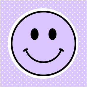 18x18 Happy Face Project Panel for Pillows Cut and Sew Crafts Pastel Lavender Purple