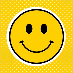 18x18 Happy Face Project Panel for Pillows Cut and Sew Crafts Yellow