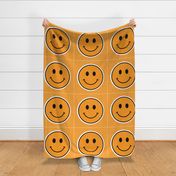 18x18 Happy Face Project Panel for Pillows Cut and Sew Crafts Marigold Orange