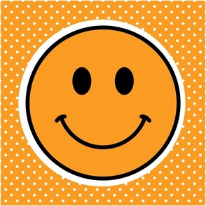 18x18 Happy Face Project Panel for Pillows Cut and Sew Crafts Marigold Orange