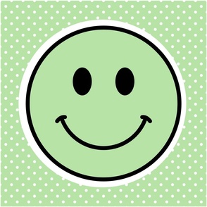 18x18 Happy Face Project Panel for Pillows Cut and Sew Crafts Pastel Mint Green