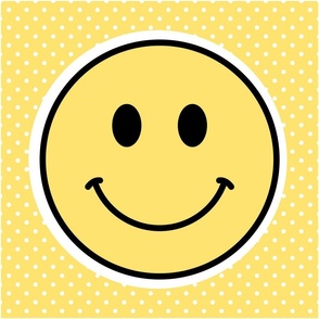 18x18 Happy Face Project Panel for Pillows Cut and Sew Crafts Pastel Butter Yellow