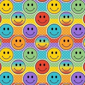 Small Colorful Happy Face Rainbow Stickers
