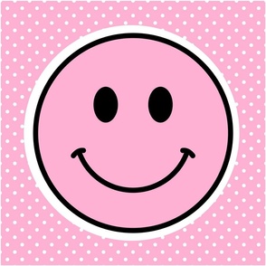 18x18 Happy Face Project Panel for Pillows Cut and Sew Crafts Pink