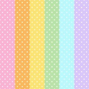 Smaller Pastel Happy Face Rainbow Vertical Stripes and Polkadots Coordinate