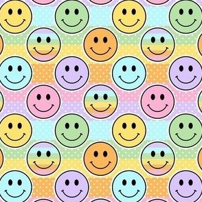 Small Pastel Happy Face Rainbow Stickers