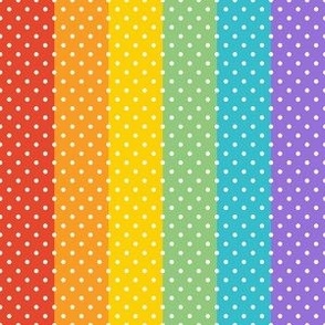 Smaller Colorful Happy Face Rainbow Vertical Stripes and Polkadots Coordinate