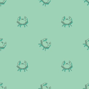 Hand drawn crabs in mint, small