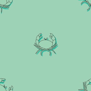 Hand drawn crabs in mint, medium 