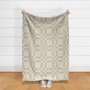 (XL) Textured Boho Plaid {Neutral Softer Tan and Pearly White Cream} Farmhouse Check Patchwork, Extra Large Jumbo Scale