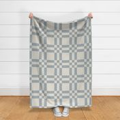 (XL) Textured Boho Plaid {Stardew Gray Blue and Pearly White Cream} Farmhouse Check Patchwork, Extra Large Jumbo Scale