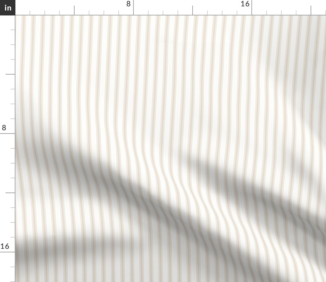 Ticking Stripe: Pale Putty, Neutral Pillow Ticking