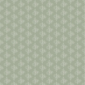 Small Scale Botanical Branch Silhouette Stripes - sage green