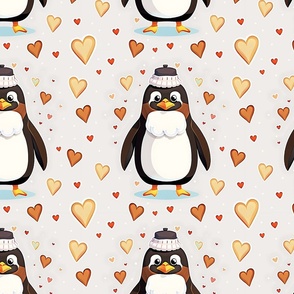 Pinguin with hearts white