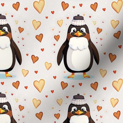 Pinguin with hearts small white
