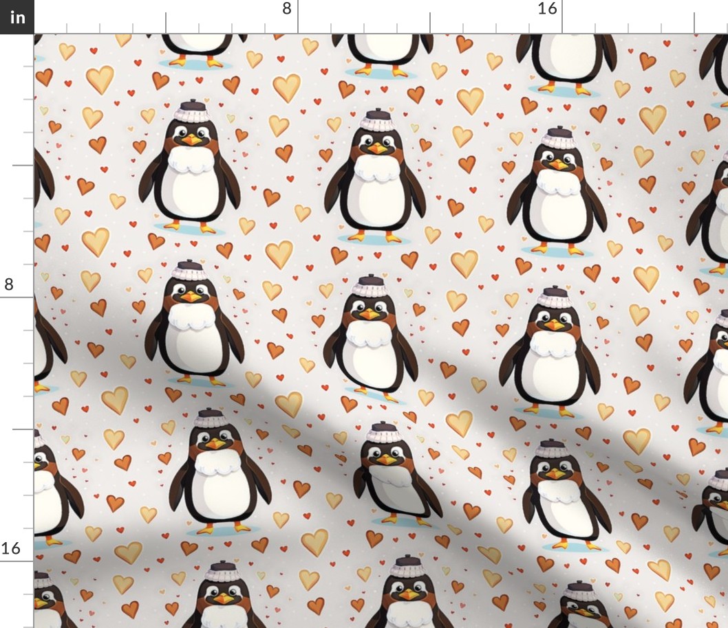 Pinguin with hearts small white