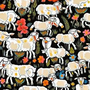 abstract sheeps black background L