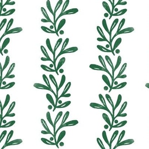 (small) rustic texture blockprint mistletoe emerald green white