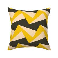 Vintage-retro-1960s-bold-yellow-retro-beige--3D-zigzag-on-dark-grey-XL-jumbo