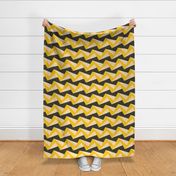 Vintage-retro-1960s-bold-yellow-retro-beige--3D-zigzag-on-dark-grey-XL-jumbo