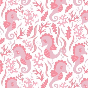Sweet Seahorses - Baby Pink + White