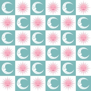 Sun + Moon Checkerboard - Pink + Blue
