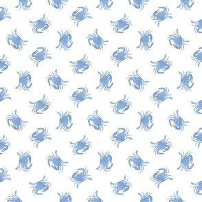 (M) Blue Crab Painted Texture, Tossed, Sky Blue and White