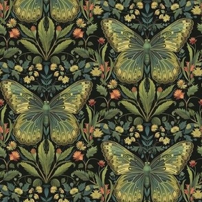 William Morris butterfly green yellow black