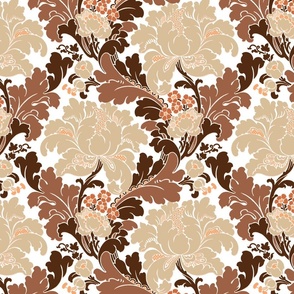 1906 Acanthus and Floral Damask in Beige and Browns