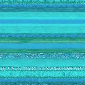 Aqua Blue Vibrant Faux Weave Stripes - Fake Woven Stripe Pattern