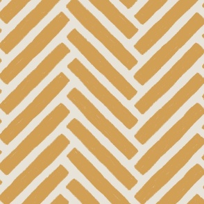 (XL) Textured Herringbone {Honey Gold Yellow and Pearly White Cream} Earth Tone Chevron, Jumbo Large Scale