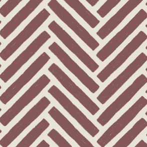 (XL) Textured Herringbone {Rose Brown and Pearly White Cream} Earth Tone Chevron, Jumbo Large Scale