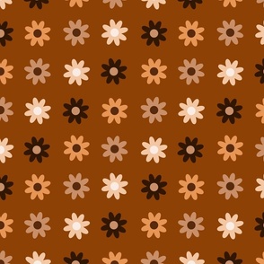 Flowers in four colors - Monochromatic brown - ocher background