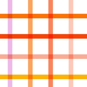 (L) Check Gingham Retro tonal Peach, Pink, Orange on white 