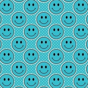 Small Turquoise Blue Happy Face Stickers