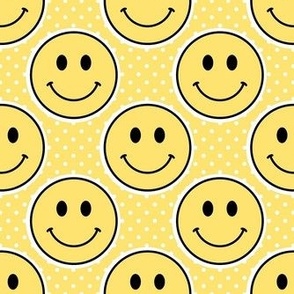 Medium Pastel Buttery Yellow Happy Face Stickers