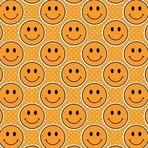 Small Marigold Orange Happy Face Stickers