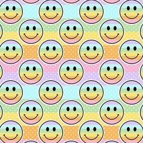 Small Scale Pastel Happy Face Rainbow Stickers
