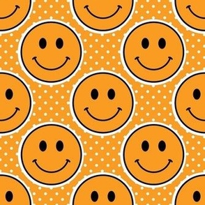 Medium Marigold Orange Happy Face Stickers
