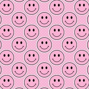 Small Pastel Pink Happy Face Stickers