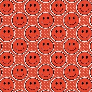 Small Bright Red Happy Face Stickers