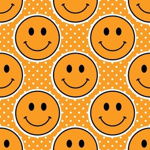 Large Scale Marigold Orange Happy Face Stickers