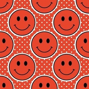 Medium Bright Red Happy Face Stickers