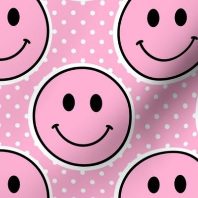 Large Scale Pastel Pink Happy Face Stickers