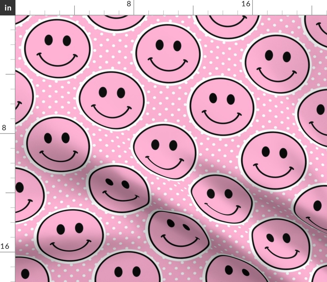 Large Scale Pastel Pink Happy Face Stickers