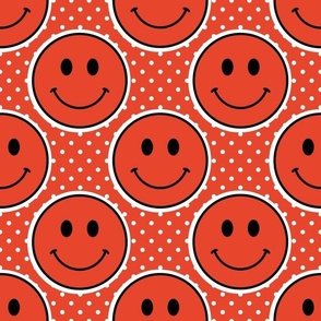 Large Scale Bright Red Happy Face Stickers
