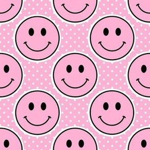 Medium Pastel Pink Happy Face Stickers
