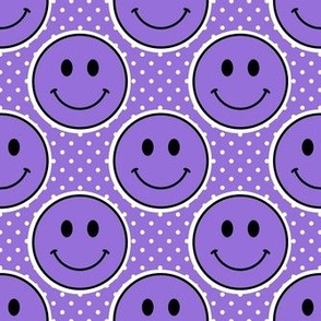 Medium Pretty Purple Happy Face Stickers