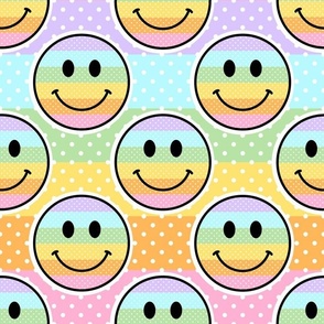 Large Scale Pastel Happy Face Rainbow Stickers