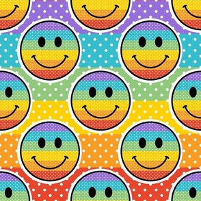 Large Scale Colorful Happy Face Rainbow Stickers